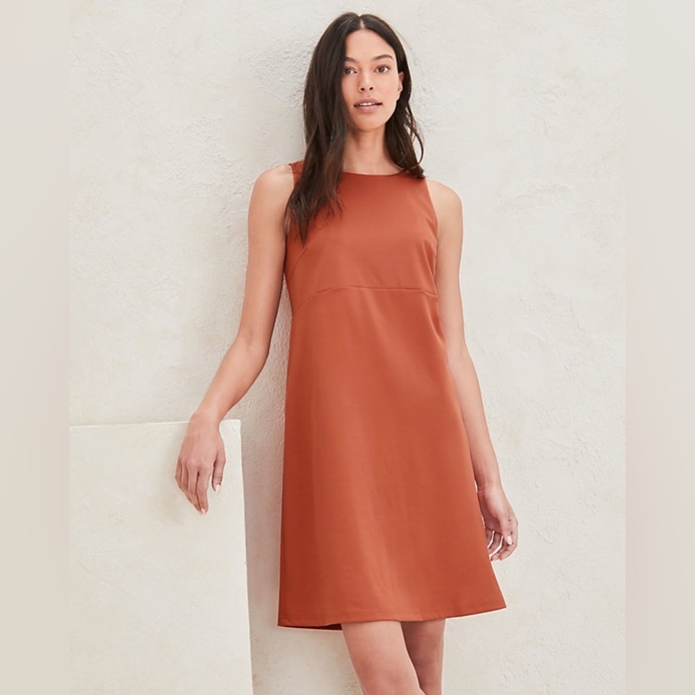 Garnet Hill Women's Mini Dress in Rust Orange